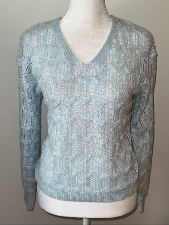 Dolls Kill Sweaters - Ice Light Blue V-Neck Stylish Soft Essential Comfy Knit Sweater- Women’s